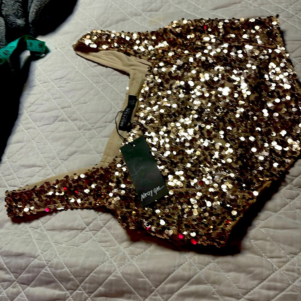 Nasty Gal collection gold sequin corset top